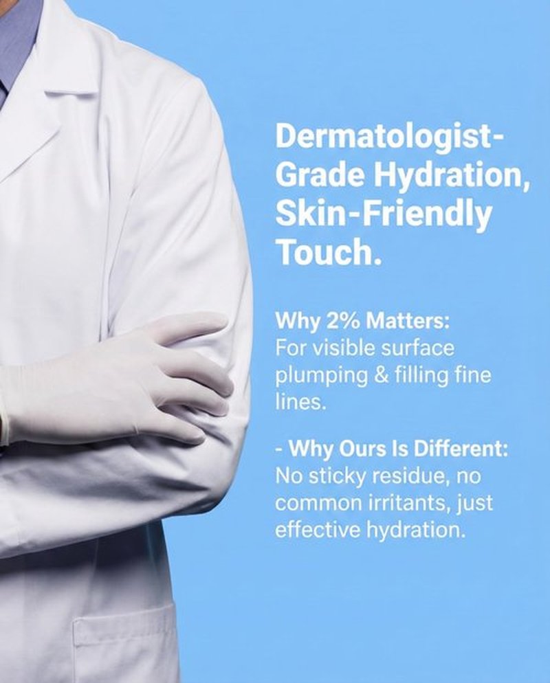 Hyaluronic Acid Serum - Dermatologist Developed for Weightless Hydration - Hyaluronic Acid 2% & Na-PCA 1% Serum For All Skin Types - 1 Fl Oz
