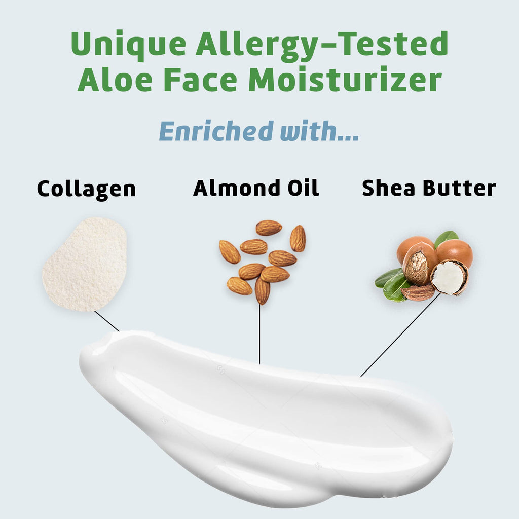 De La Cruz Aloe Vera Face Moisturizer - Natural Aloe Cream for Face, Hands and Body, 4oz