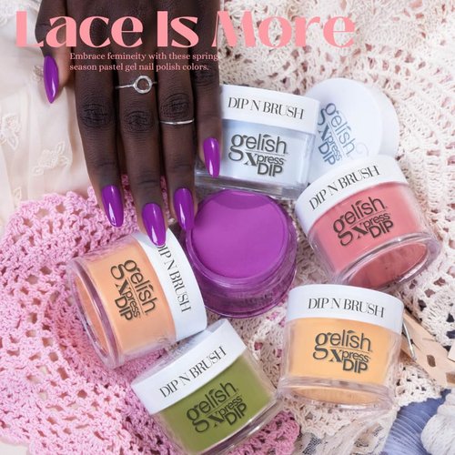 Gelish Lace Is More Powder Dip Spring Collection - Nail Dip Powder, Vibrant Color, Professional Quality, High Shine, Chip-Resistant (Sweet Morning Breeze)