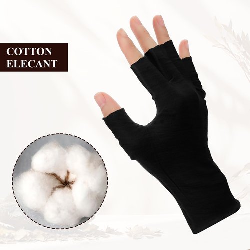 Heclia 8 Pairs Black Cotton Moisturizing Gloves Fingerless Touchscreen Moisturizing Gloves for Dry Hands Sleeping, Cotton Quilting Glove, Size M, Eczema Glove for Men and Women 7.09×4.33 inches