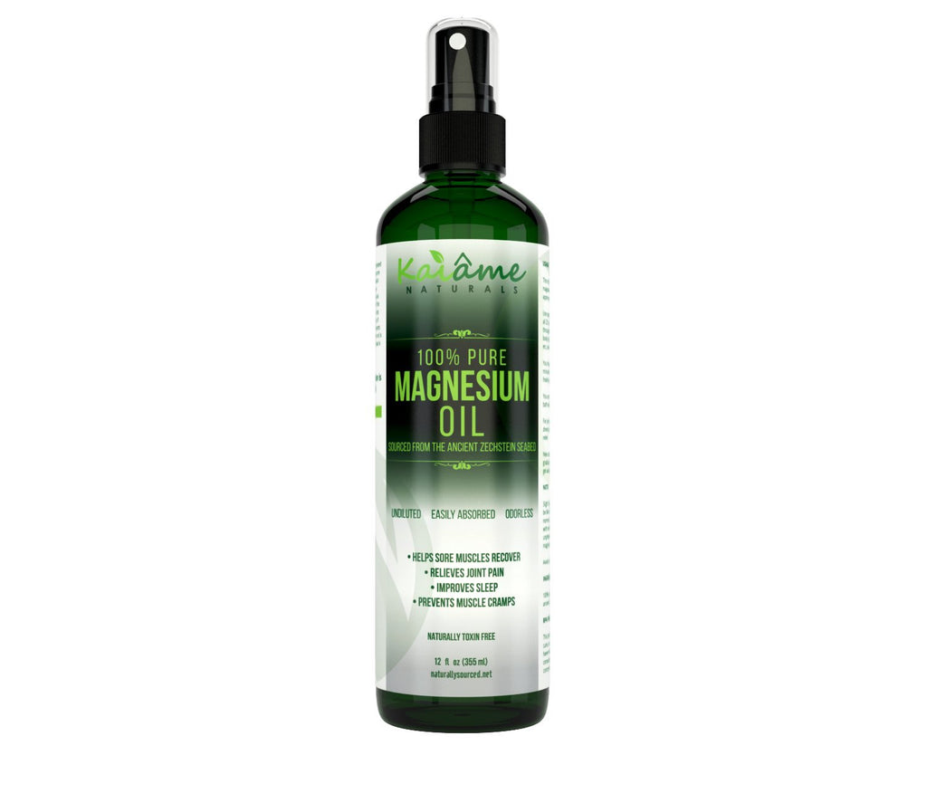Kaiame Naturals Magnesium Oil Spray, Large 12 oz, Undiluted, Pure and Organic, Sourced from Ancient Zechstein Seabed