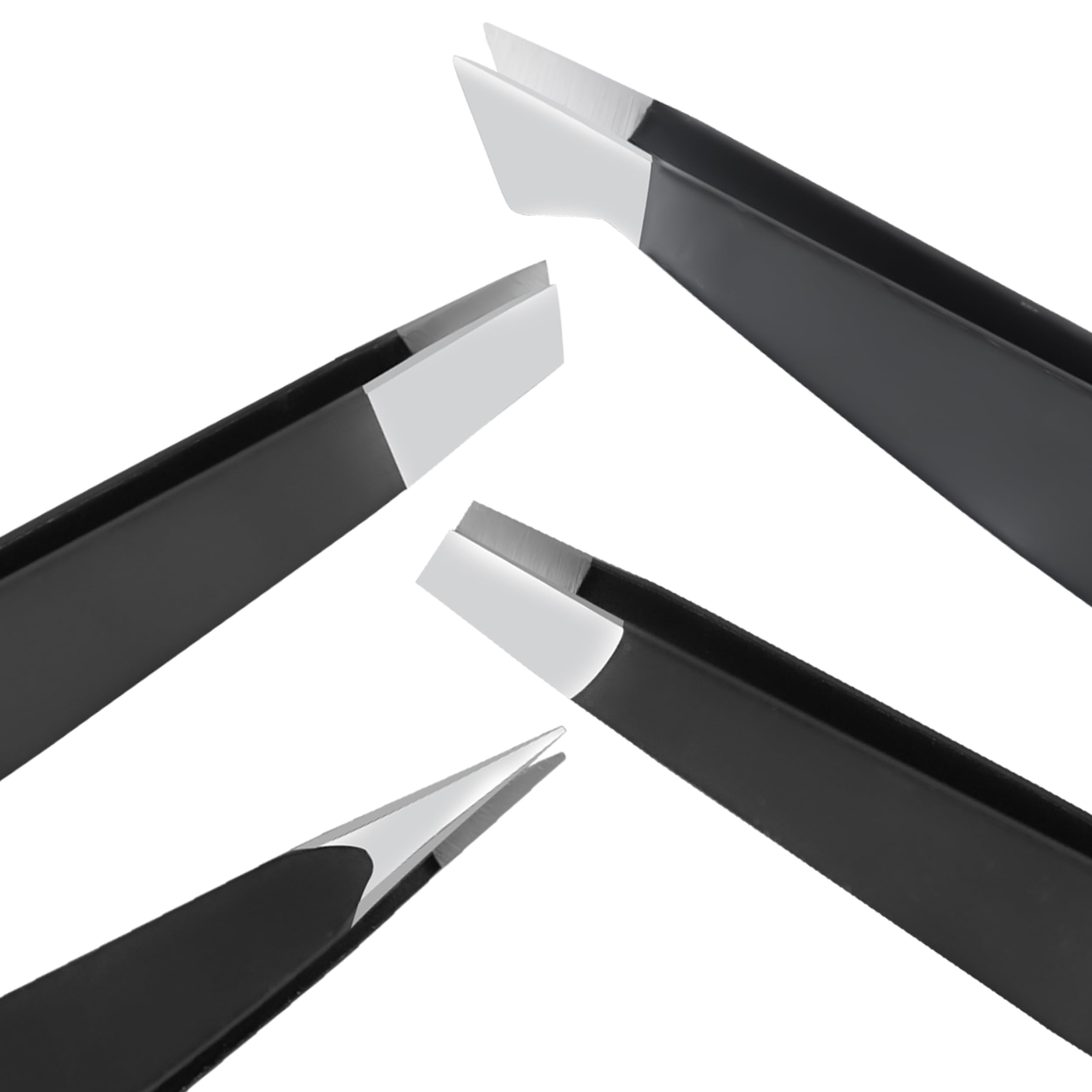 SIVOTE 4-Pack Eyebrow Tweezers for Women – Professional Tweezers for Facial Hair & Chin Hair Removal – Stainless Steel Precision Tweezers for Men and Women in Black