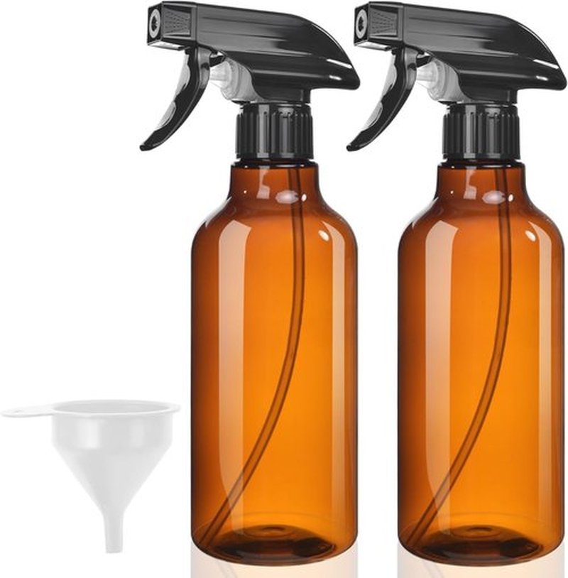 Skiennix Plastic Spray Bottles - 16.9 Oz Heavy Duty Mist & Stream | 2-Pack for Cleaning, Hair, Plants