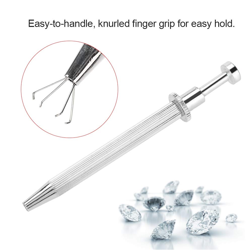 Prong Holder Professional Holder Pick-up Tool Stainless Steel 4 Prongs Claw Tweezers Parts Beads Prong Tweezer Catcher Grabber Jewelry Making Jeweler
