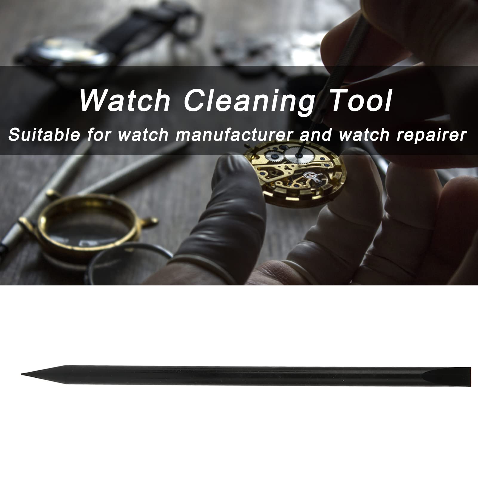 Brrnoo Watch Dial Cleaning Stick, Watch Polystyrene Cleaning Sticks Watchmakers Tool, Professional Plastic Watch Cleaning Repair Tool for Watchmaker (Black)