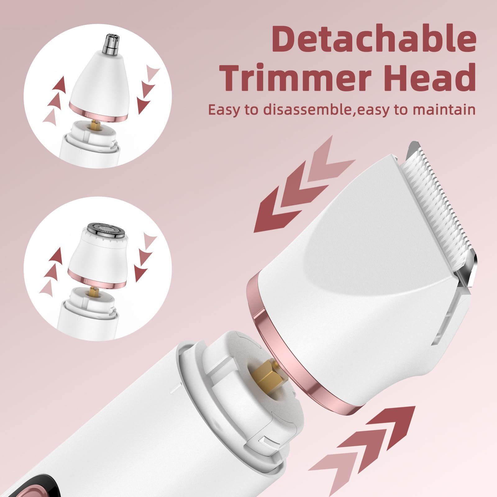 Bikini Trimmer for Women, Nose Hair Trimmer, Painless Electric Razor, Smooth Facial Hair Remover, Body Hair Trimmer for Legs and Armpit
