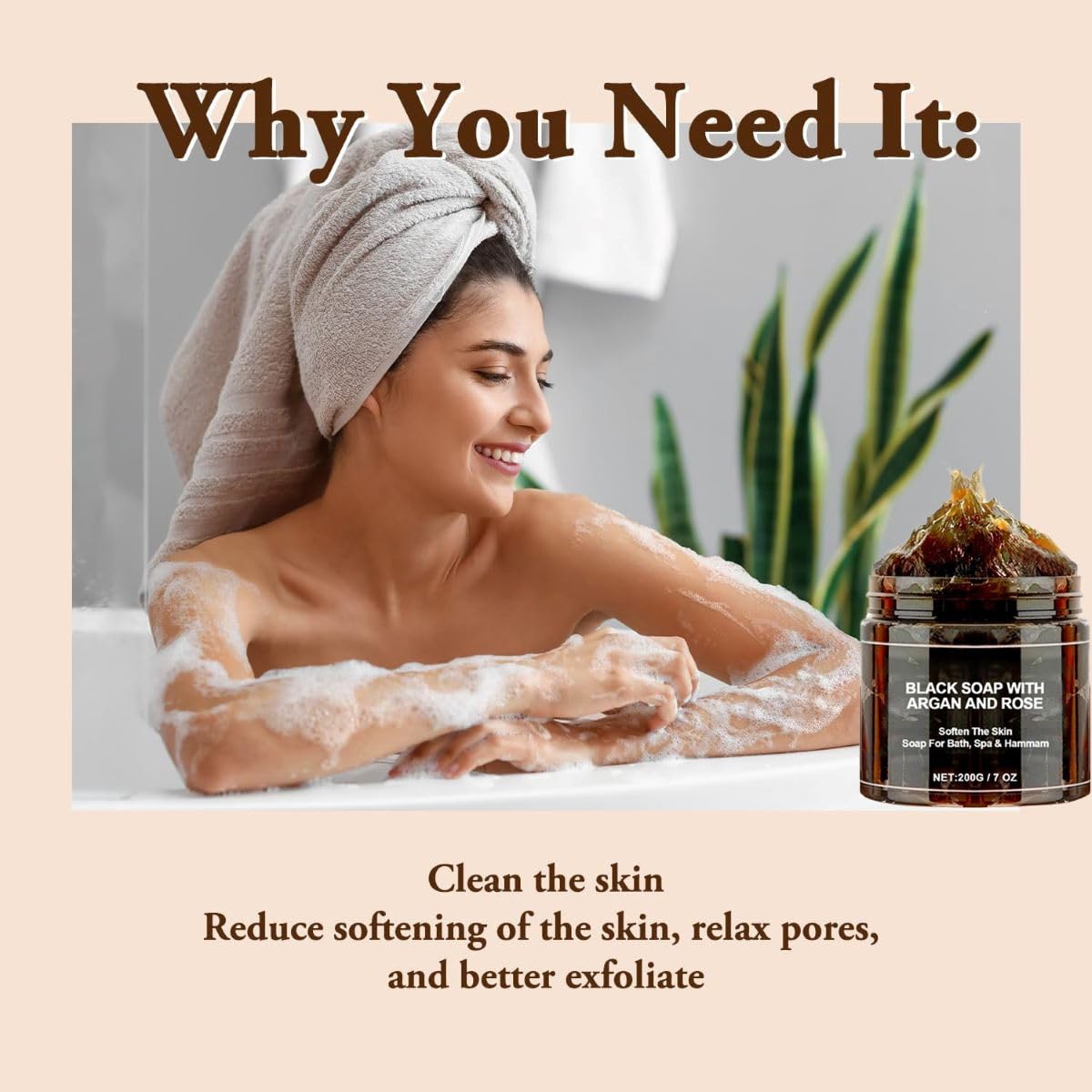 Morocco Black Soap With Argan And Rose, Morocco Black Beldi Soaps, Moroccan BlackSoap Hammam, for Exfoliating and Cleansing Moisturizing Skin (2)