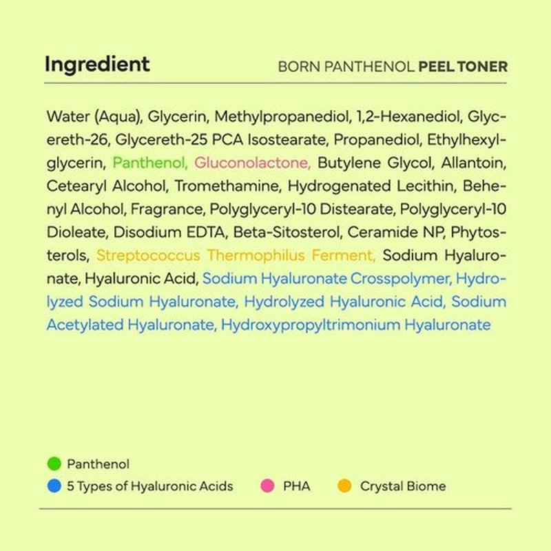 SAM'U Born Panthenol Peel Toner - Instant Hydration with 7 Hyaluronic Acids & Ceramide | Gentle Exfoliating PHA Toner for All Skin Types (180ml)
