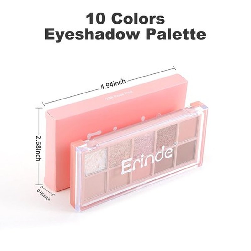 Erinde 10 Colors Eyeshadow Palette - Ultra-Blendable Matte & Shimmer Eye Shadow | High Pigment Rose Pink with Brush