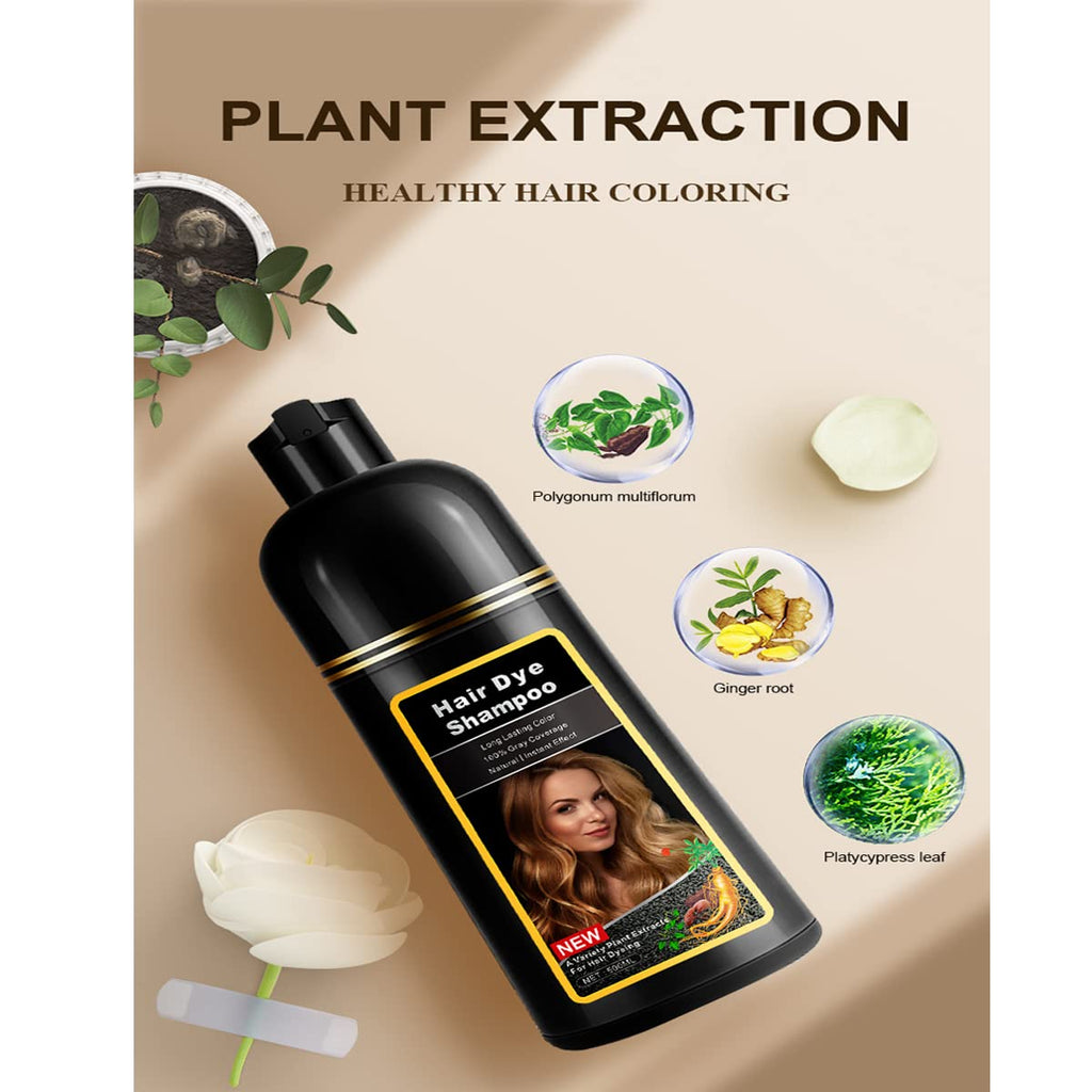 WFWJ Natural Wine Red Hair Dye Shampoo,Magic Hair Dye Shampoo,Colors Hair in 15 Minutes,Long Lasting,500 Ml–3-In-1 Hair Color