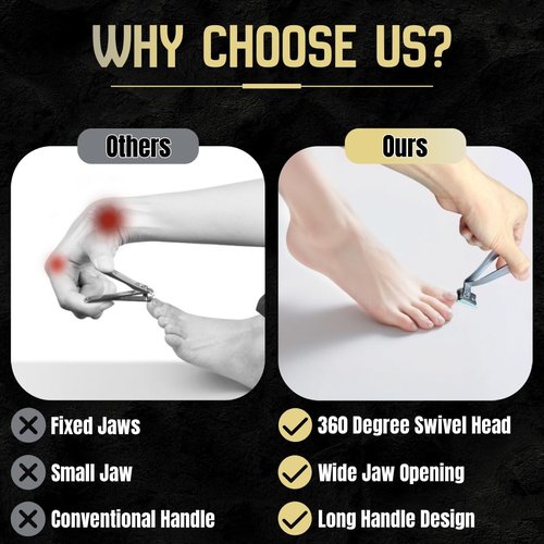 360° toenail Clippers Designed for Seniors, with Extended Handles for Easier gripping, preventing Nail clippings from Splashing, and Wide-Opening Nail Clippers for Both Men and Women