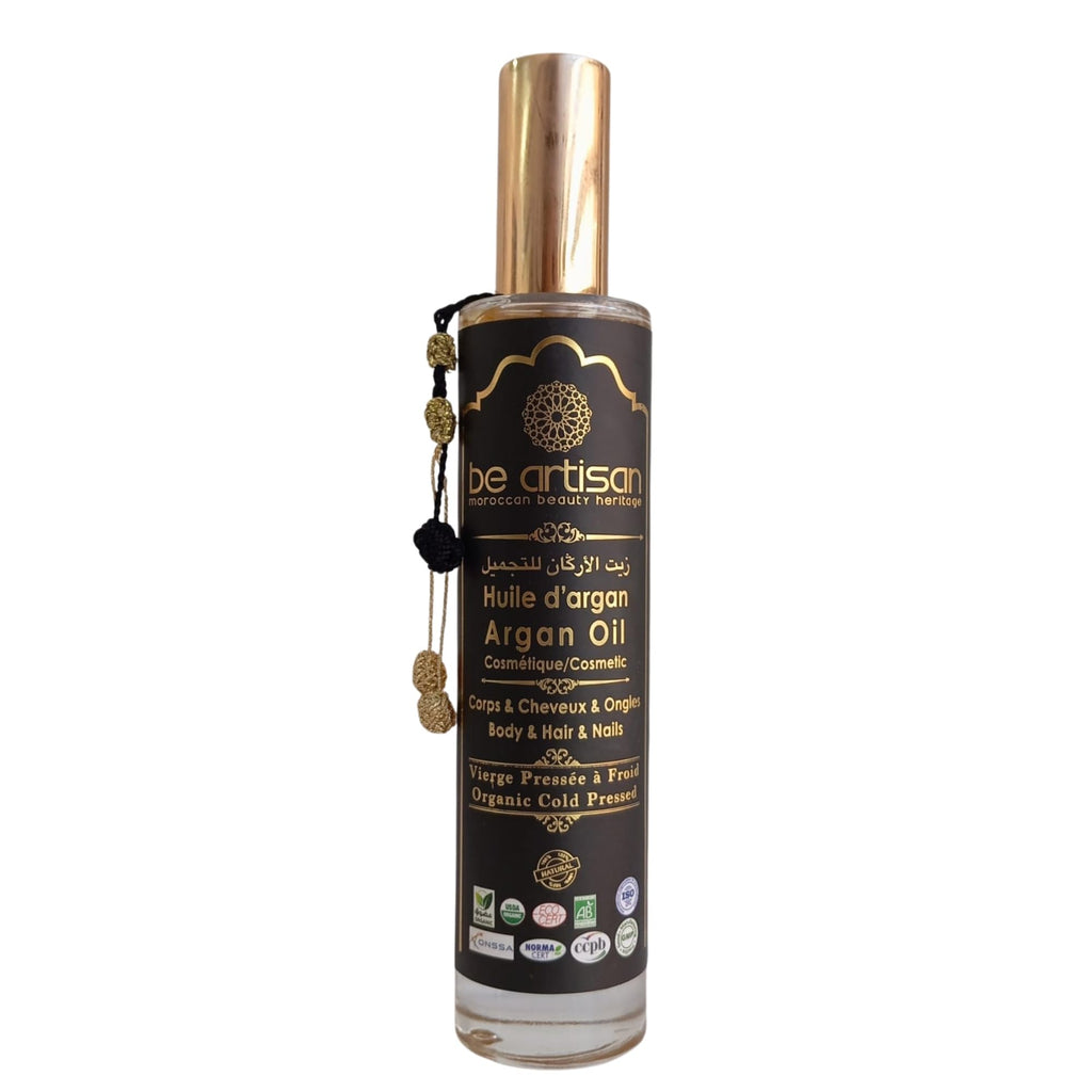 Be Artisan Organic Moroccan Argan Oil – Cold-Pressed Facial, Hair & Body Oil – Hydrating, Nourishing & Multi-Use – Vitamin E & Antioxidants – Face, Hair, Nails, beard – 50ml