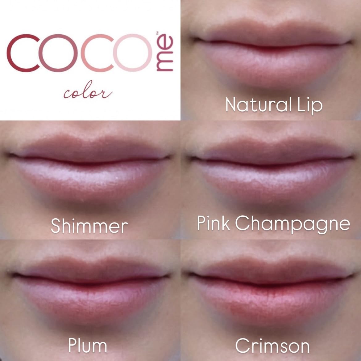 CocoMe Color Tinted Lip Balm (Shimmer) -All Natural Organic Coconut Oil and Beeswax for moisture and nourishment