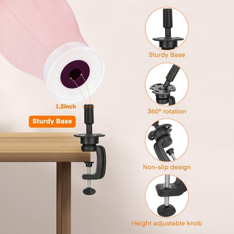 GHWMYD 22 Inch Canvas Wig Head Mannequin Head With 63in Tripod Stand, Manikin Canvas Head Set for Wigs Making Display Styling with Tripod Table Clamp Wig Caps Pins Set Hair Brush, Clips(Pink)