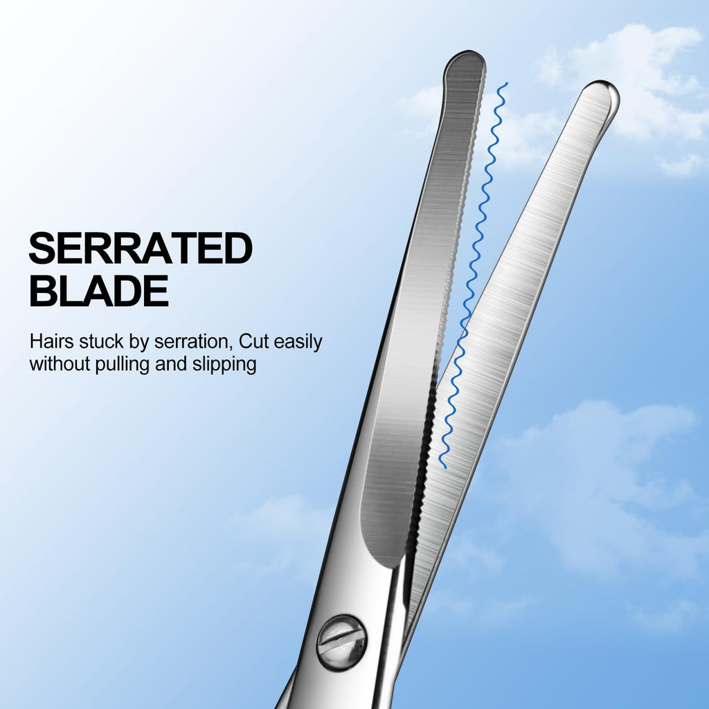 Lobodt 4.1inch round-headed stainless steel small scissors, suitable for trimming facial hair, nose hair, eyebrows, eyelashes, beards, personal care and salon beauty salons (silver)
