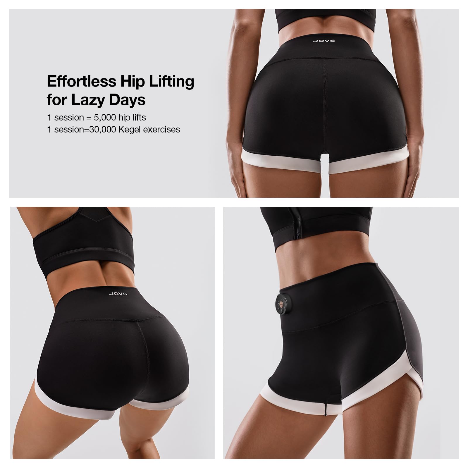 JOVS Toning Shorts for Hip Shaping & Pelvic Floor Muscle Lifting, F Size, Black