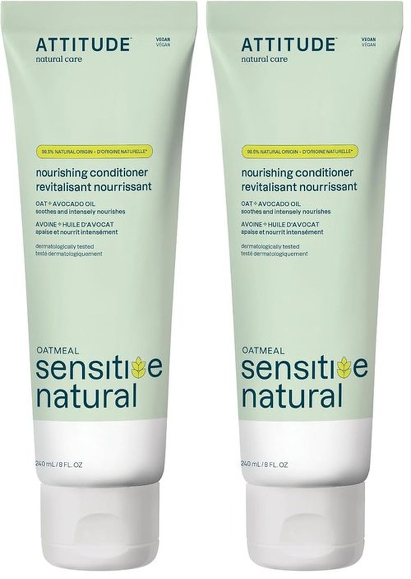 ATTITUDE Hair Conditioner - Nourishing Avocado Oil Formula for Sensitive Skin | 8 Fl Oz, Pack of 2 | Vegan