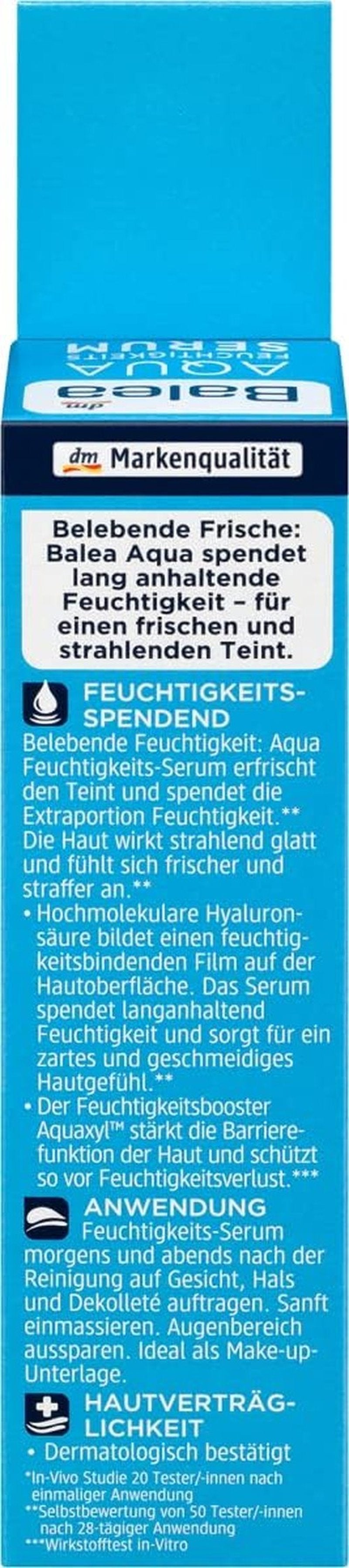 Balea Aqua Moisture Serum - Hydrating Formula for Radiant Skin | 1.01 fl. oz. Made in Germany