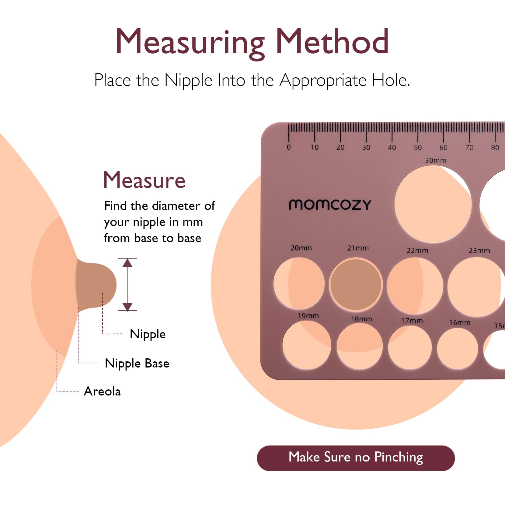 Momcozy Nipple Ruler, Silicone Flange Sizing Tool for Breast Pump Fitting