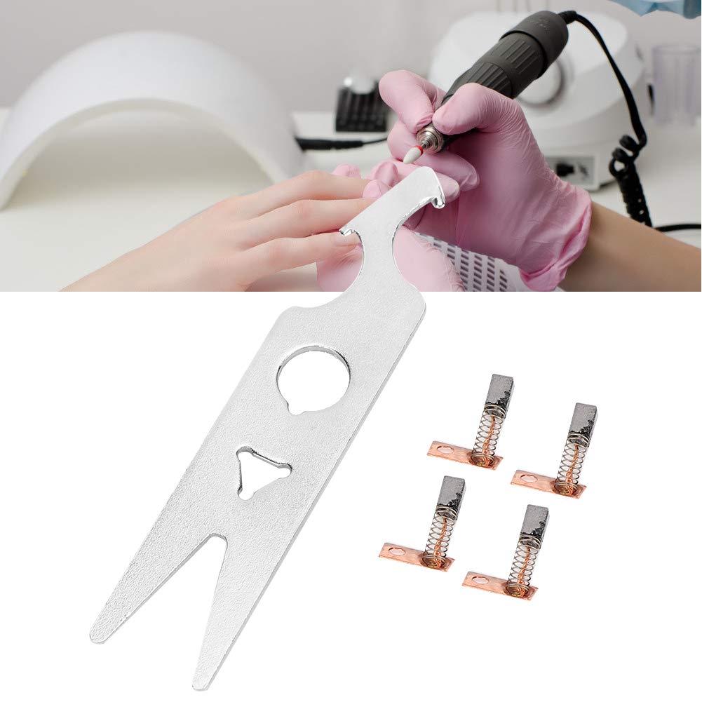 2 Pairs Nail Drill Carbon Brush, Nail Drill Machine Wrench, Alloy Nail Drill Handpiece Accessory, Manicure Polishing Machine Replacement Part
