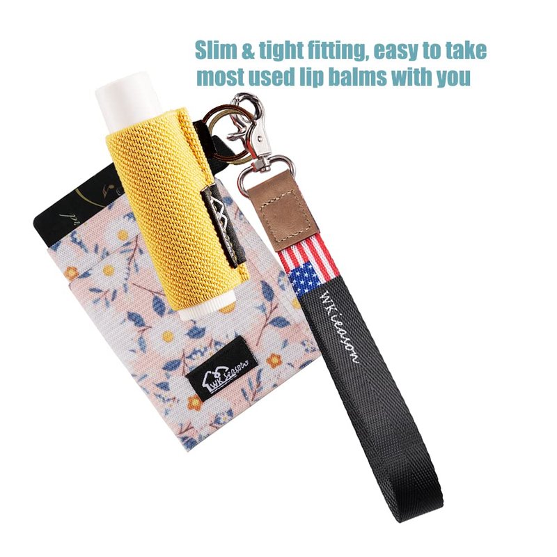 WK IEASON Lip Balm Holder - Keychain Clip for Chapstick & Lipstick | Pack of 5 in Beige, Green, Yellow, Black, Rose
