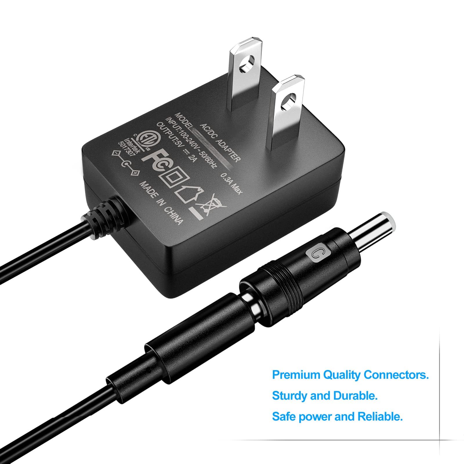 SoulBay 5V 2A AC/DC Power Supply Adapter with 8 Plugs, 2 Pack