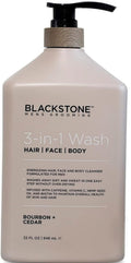 Blackstone 3-in-1 Wash for Men - Cleanses & Conditions Hair, Body & Face | Caffeine & Vitamin C | Bourbon & Cedar, 32 fl oz