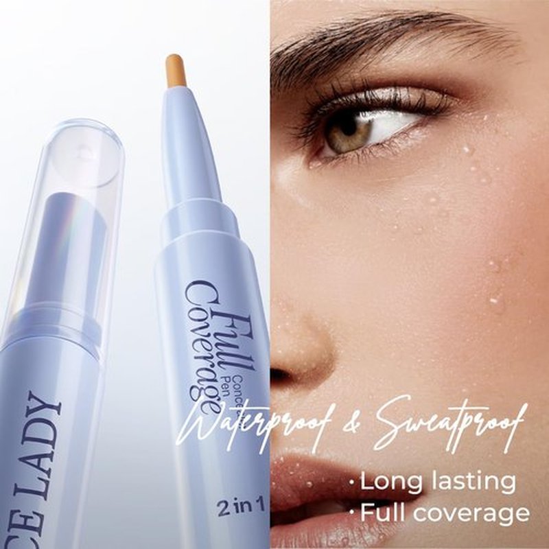SACE LADY 2-in-1 Full Coverage Concealer Pen - Dual-End Waterproof Stick for Dark Circles & Blackheads | #01 Light Natural