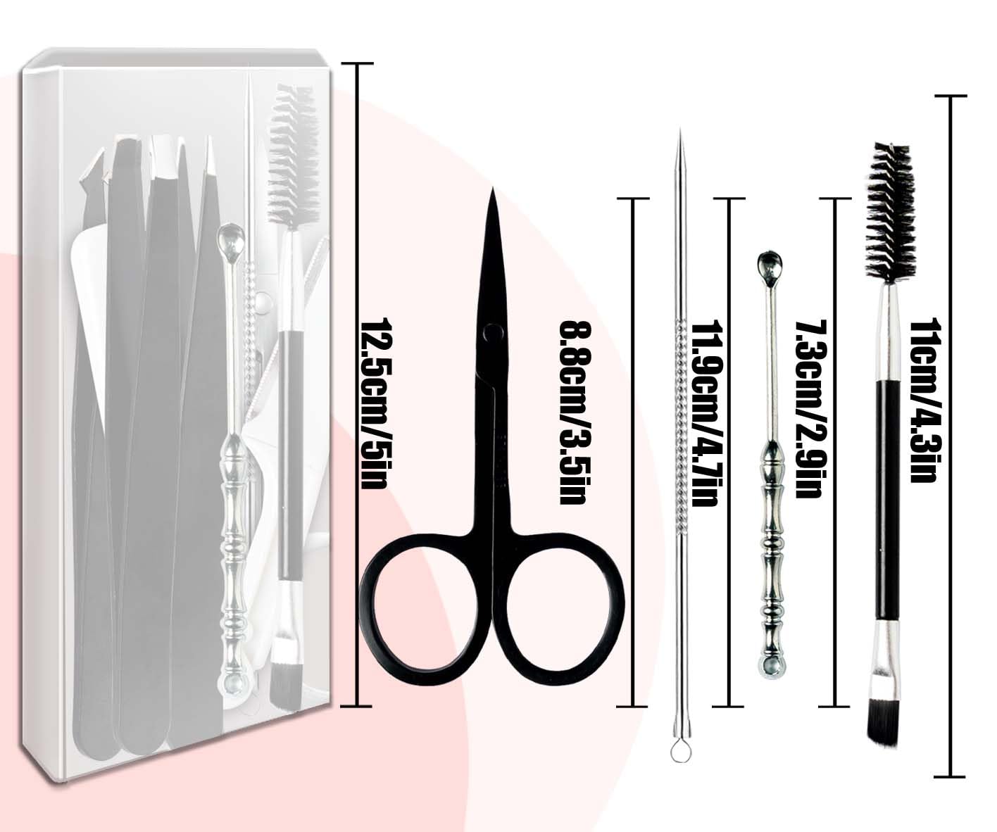 Muzioiernsu Tweezers for Women Facial Hair Eyebrow Kit Tweezer Set Black