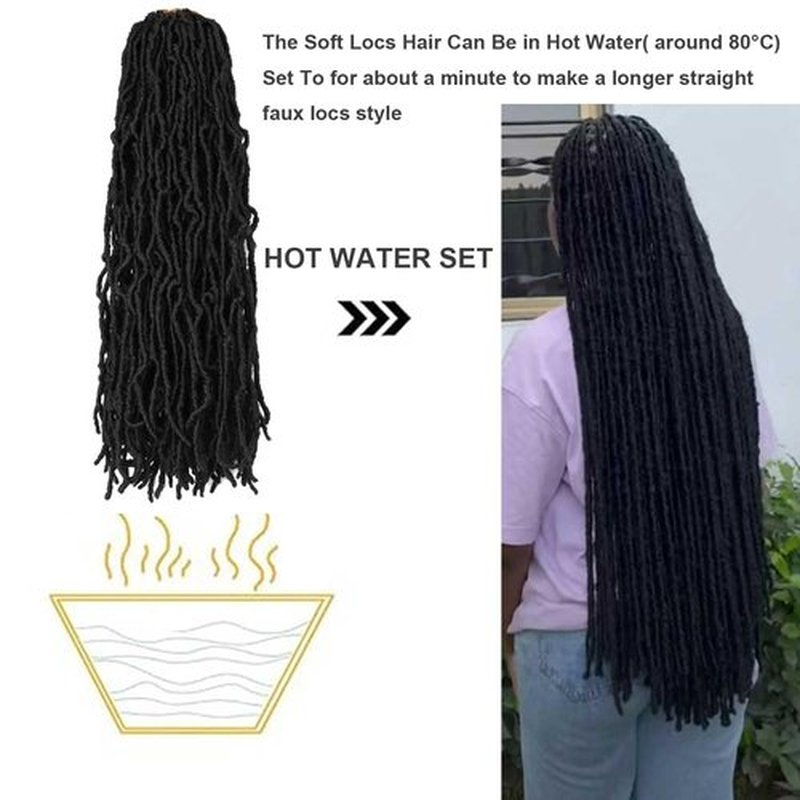 8 Packs Faux Soft Locs Crochet Hair Pre Looped 20 Inch Distressed Locs Crochet Butterfly Locs Wave Braids for Black Women (1B, 20 Inch(Pack of 8))