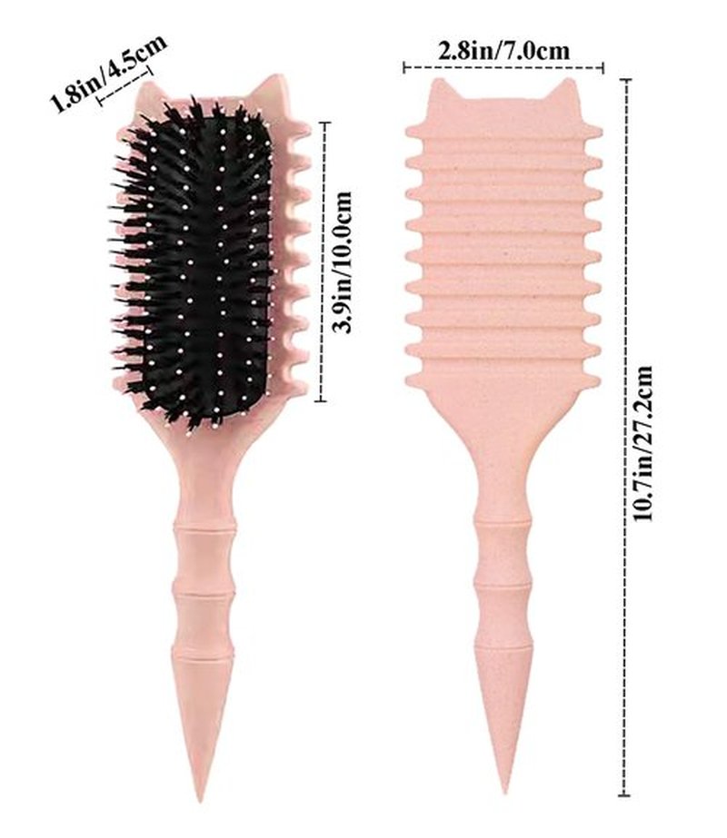 Skiennix Curly Hair Brush - Volume Curl Defining Tool for Effortless Detangling & Styling | Pink