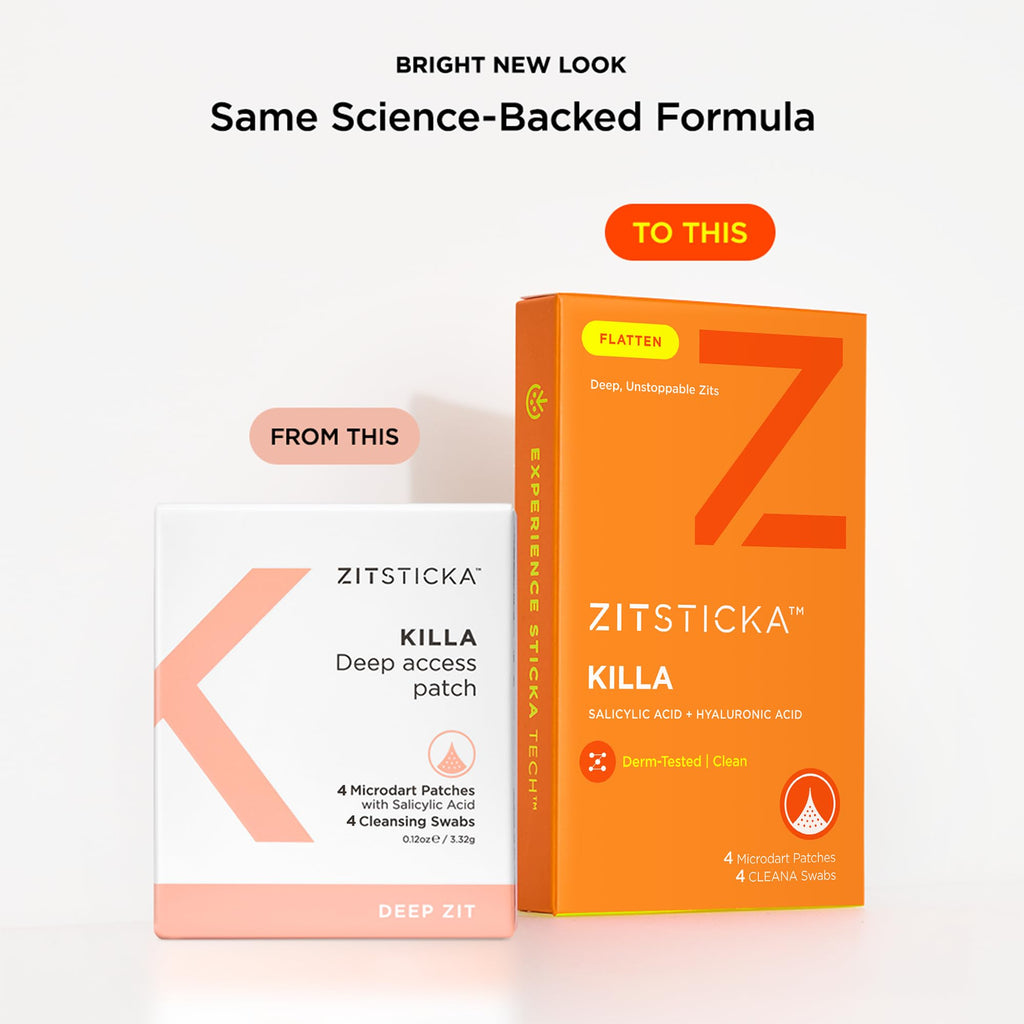 ZitSticka Killa Microdart Pimple Patches for Face - Most Potent Pimple Patch with Fast-Acting Microdarts - For Deep, Early-Stage Zits with Salicylic Acid - Regular 4 Count with Cleaning Swab