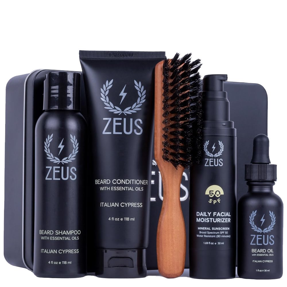 ZEUS Beard & Skin Care Set for Men, Outdoors Grooming Kit (Summer Edition)