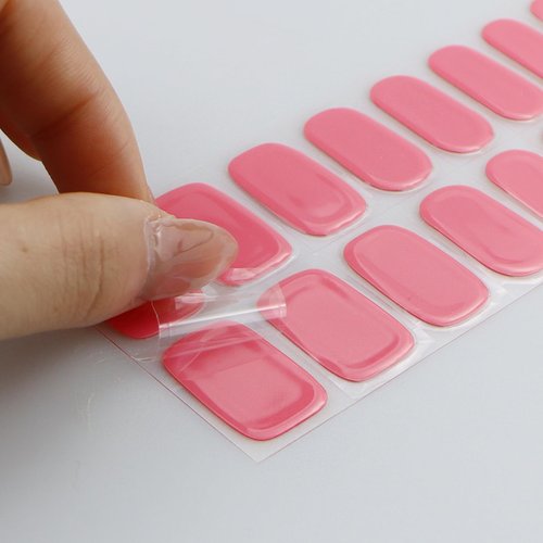 JMEOWIO Gel Nail Stickers Orange Pink Semi Cured Gel Nail Strips Wraps UV/LED Nails Art Design Decoration Accessories