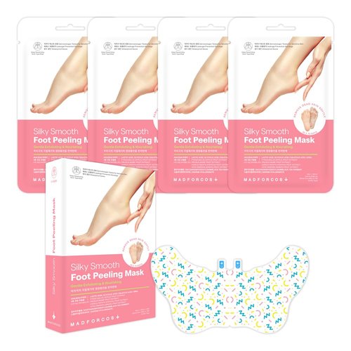 MADFORCOS Exfoliating Foot Peel Mask with AHA/BHA & 4 Fruit Extracts – Removes Dead Skin & Calluses for Baby Soft Feet – Foot Peeling Mask Socks for Dry, Cracked Feet (4 Pairs)