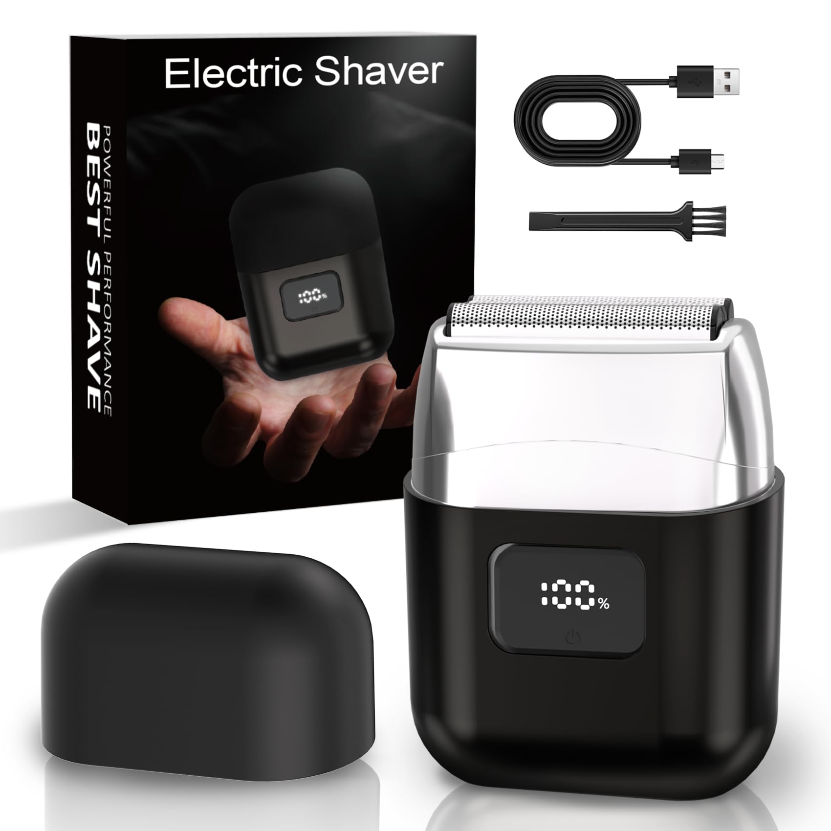 YOXSPD Electric Foil Shavers for Men: Mini Electric Razor with 3 Floating Blades, LED Display, Dual Speed - IPX7 Waterproof Wet/Dry Cordless Razor, USB Fast Charging, Travel Lock (Black)