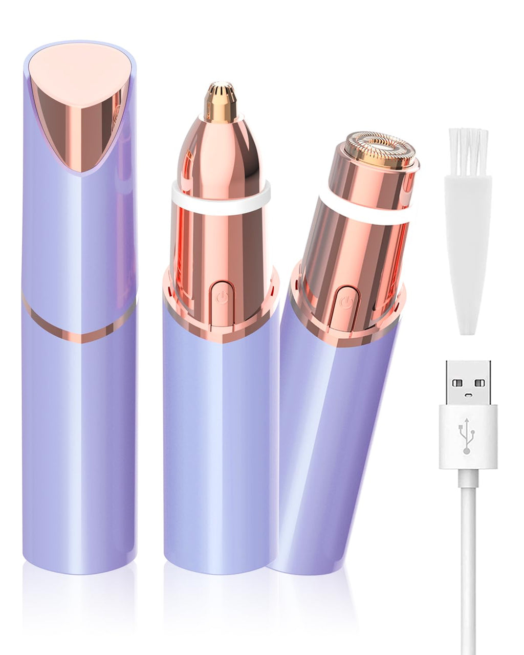 Facial Hair Remover and Eyebrow Trimmer - 2 in 1 Facial Hair Removal Epilators for Women - Rechargeable Travel Face Hair Razor Bikini Shaver for Face Peach Fuzz Lips Chin Armpit Body (Gold)