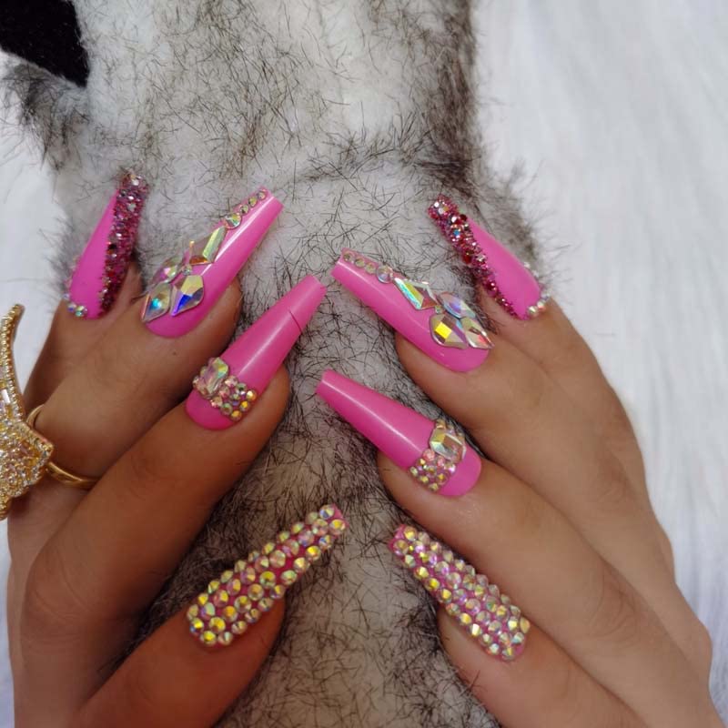 ZYBUXY 24pcs rose press on nails long coffin Fake nails Acrylic Can Be Reused False Nails for Women and Girls