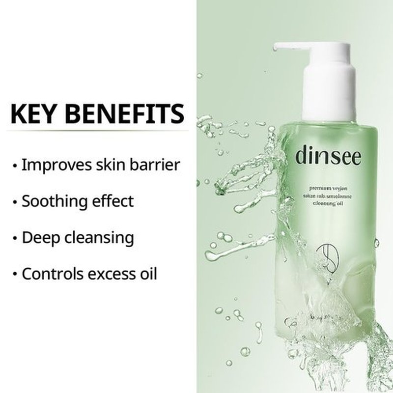 DINSEE Vegan Snow Lotus Hyaluronic Cleansing Oil- Gentle Makeup Remover for Face, Lightweight Oil Cleanser for Daily Use, Removes Makeup and Impurities, 200ml / 6.76 fl oz