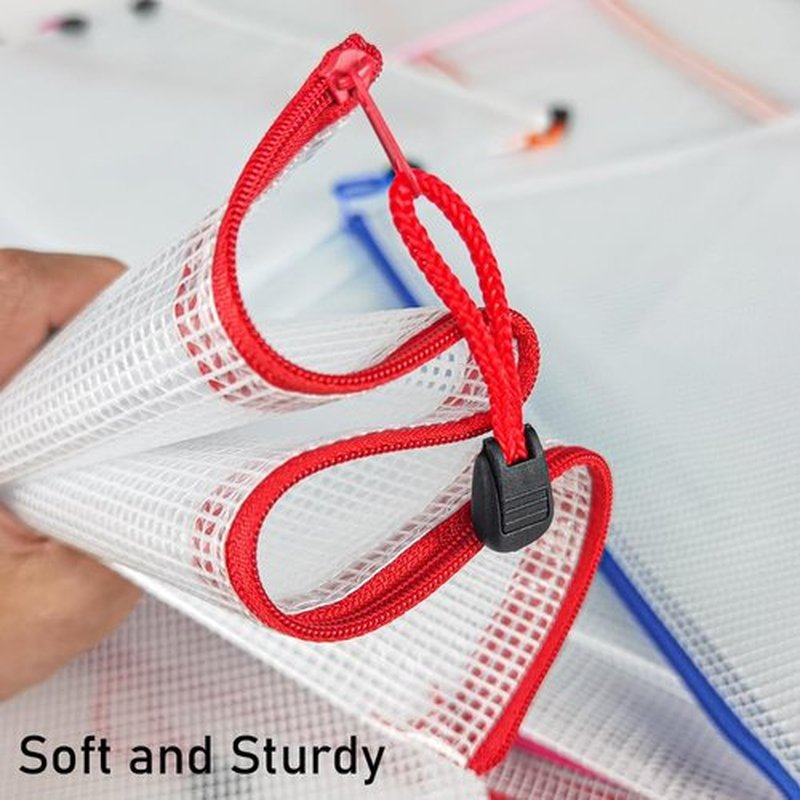 D-KINGCHY 24Pcs Zipper Storage Bags - Waterproof Plastic Mesh Pouches for Office & Travel Organization