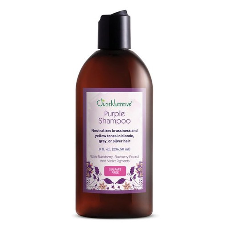 Just Nutritive Purple Toning Shampoo - Eliminate Brassiness & Boost Shine for Blonde, Gray, Silver Hair | 8 oz, Sulfate-Free, Paraben-Free