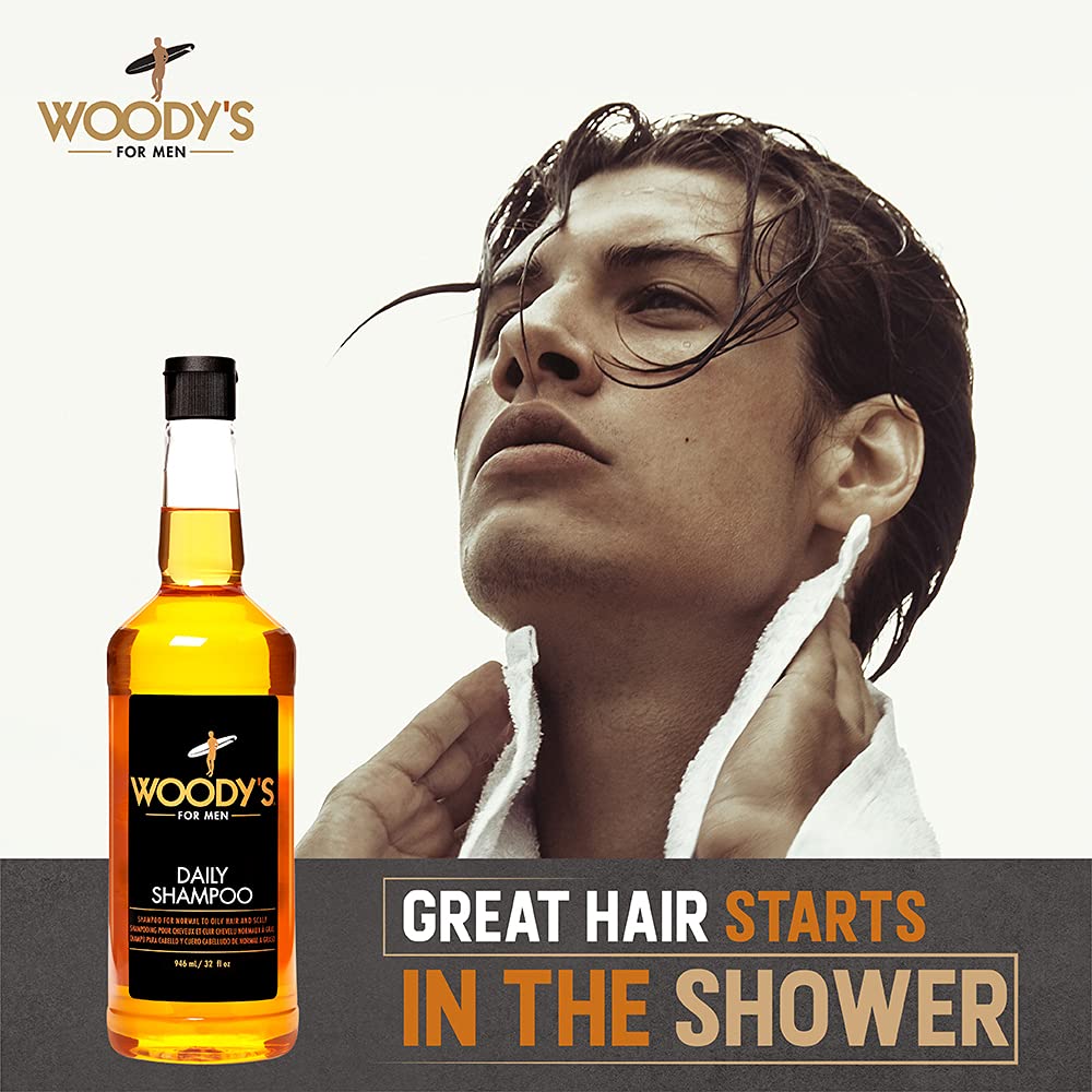 Woody's Daily Shampoo for Men - Sulfate-Free, All-Natural Scalp Cleanser for Healthy Hair | 32 fl oz