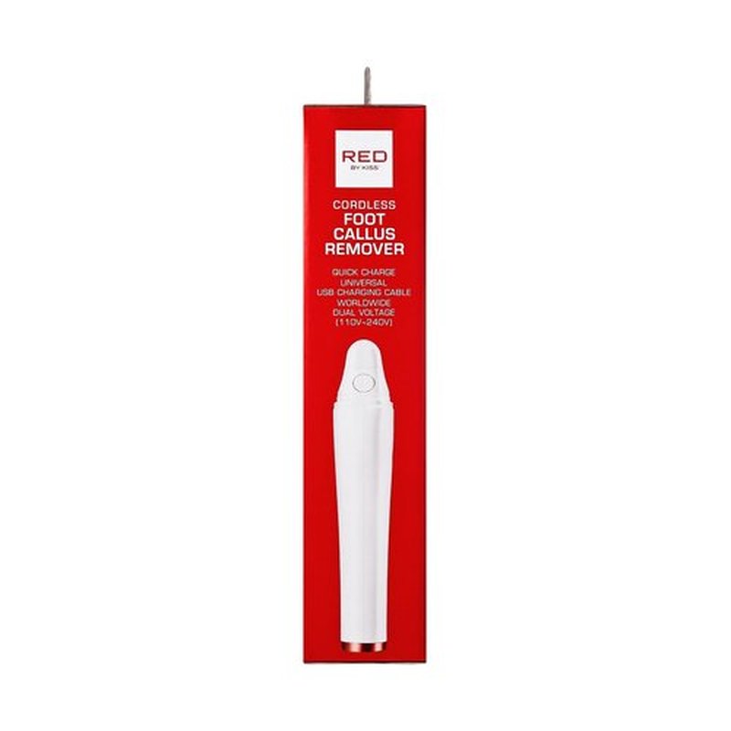 Red by Kiss Cordless Electric Foot File Callus Remover, 3 Roller Heads & 2 Speed Setting, Long and Curved Roller Head Stone, Wet & Dry Dual Purpose, Up to 2 hr Runtime, Easy & Portable