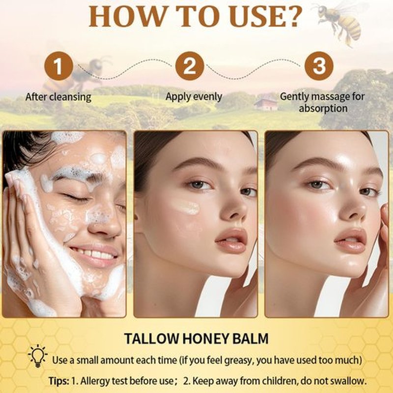 JEMPET Beef Tallow and Honey Balm - Tallow Honey Skin Balm - Skin Moisturizer for Face & Body (03, Unscented)