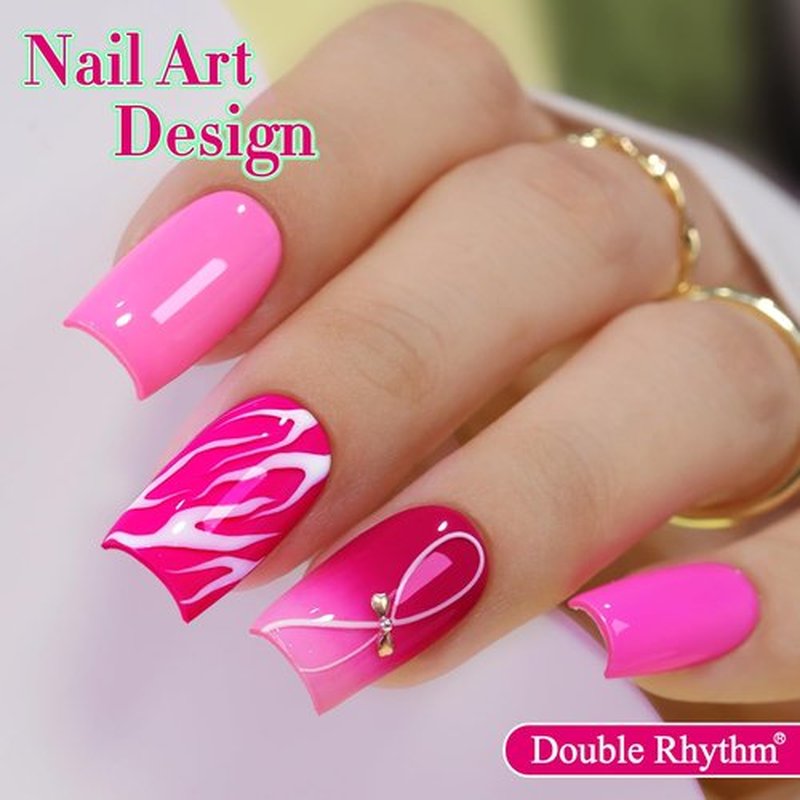 Double Rhythm Gel Polish Set - 6 Pcs 15 ML Soak Off Kit for Nail Art | Bright Neon Light Pink & Purple