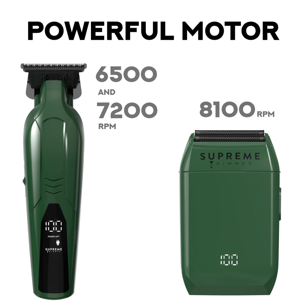Supreme Trimmer Vader Trimmer & Crunch Foil Shaver Barber Haircutting Kit | Professional DLC T-Blade Beard Trimmer & Waterproof IPX6 Shaver Set | Red