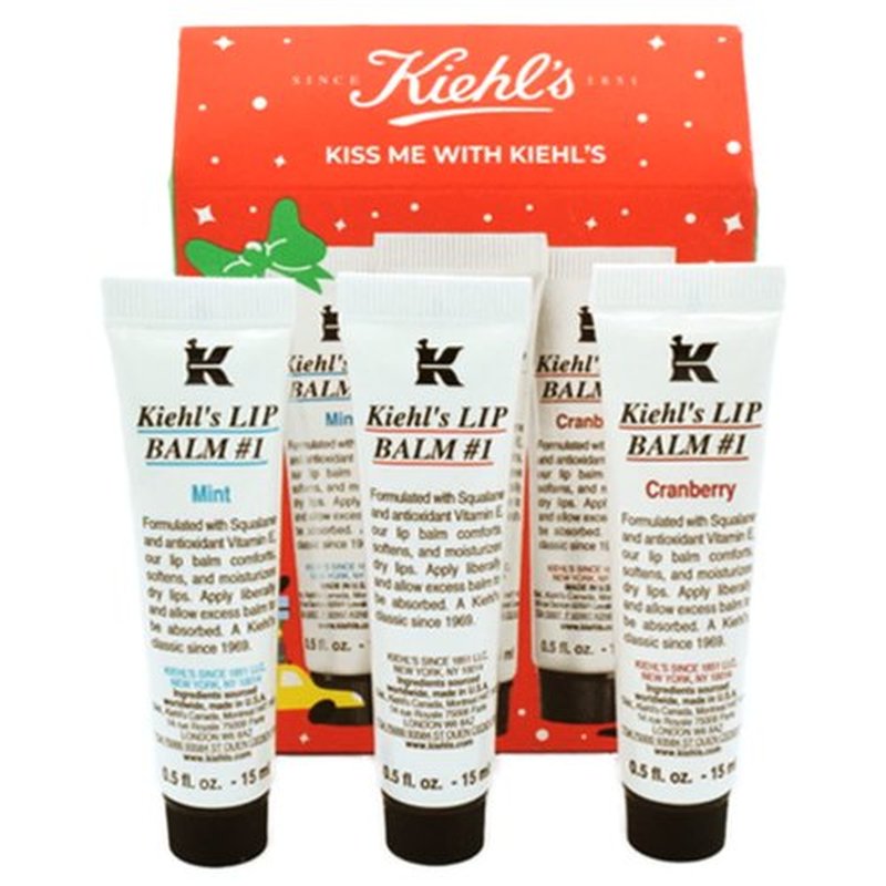 Kiehl's Lip Balm Treatment Set - 3 Nourishing Flavors: Mint, Cranberry, Original