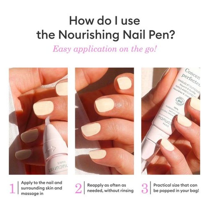 Manucurist Nail Pen - Nourishing & Fortifying Concentré Perfecteur - Vegan, Made in France, 1-in-2 Treatment