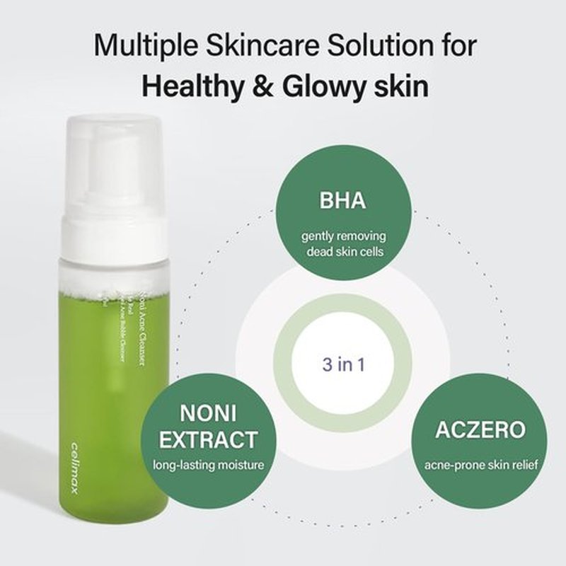 Celimax Noni Bubble Cleanser - Gentle Face Wash for Sensitive to Oily Skin | Calming & Soothing, 155ml