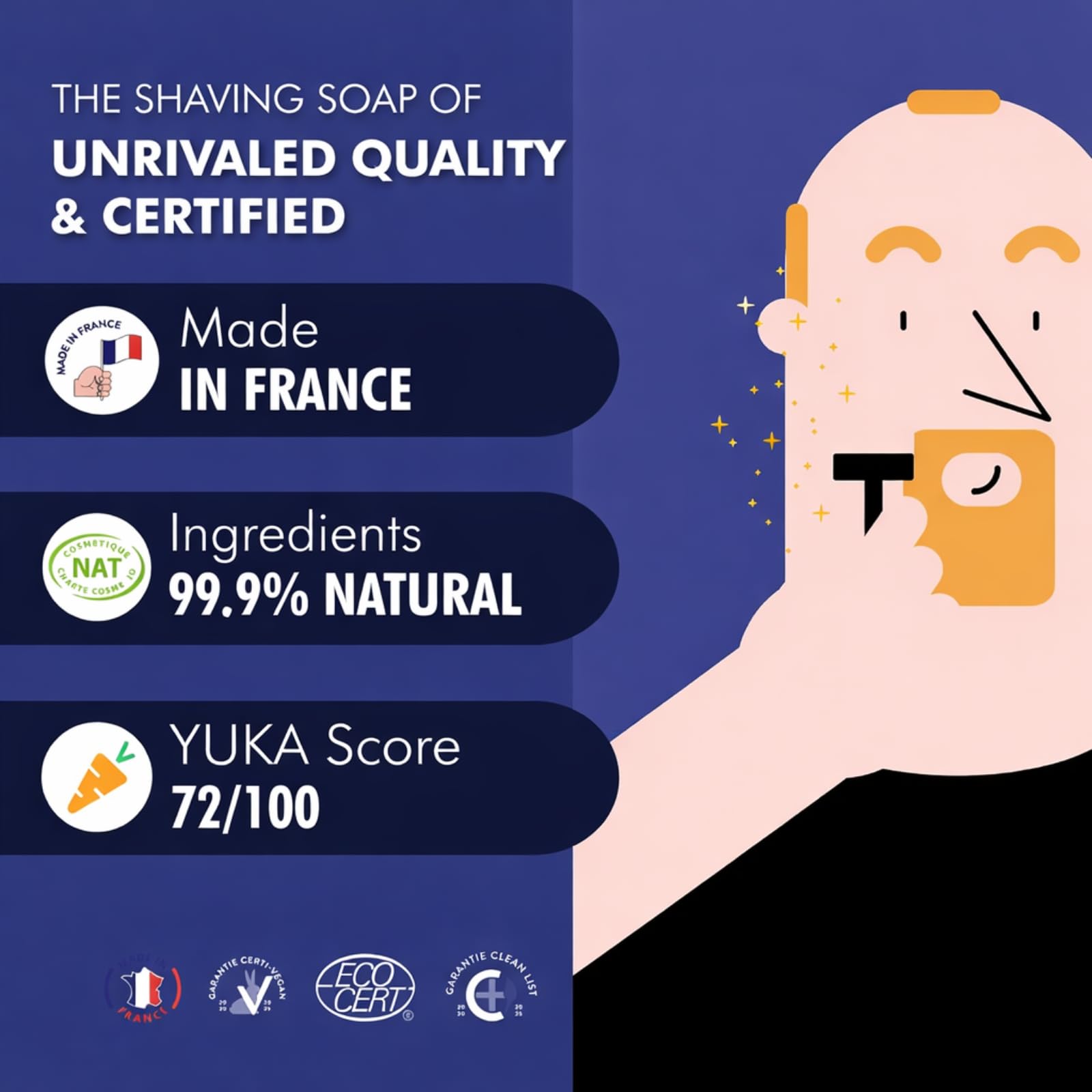 Monsieur Barbier Better Shave Shaving Soap Puck | Vegan Luxury Dense, Rich & Creamy Lather Smooth Glide Traditional Wet Shave Cream Soap with Dense Lather, Grooming Routine Gifts Made in France 150ml